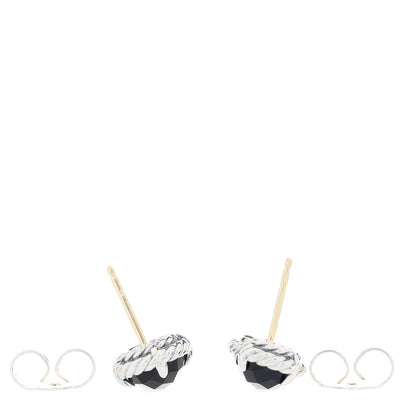 David Yurman Sterling Silver Black Onyx 8mm Chatelaine Earrings 3 of 5