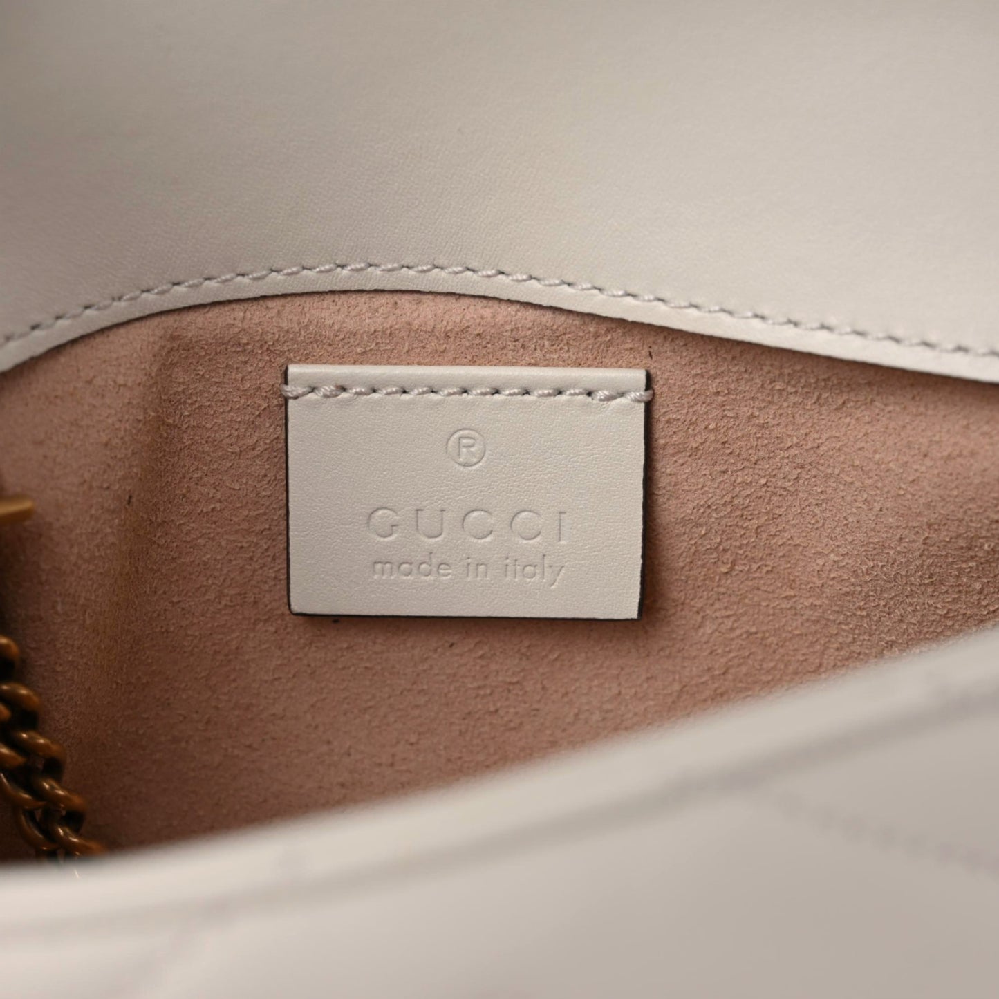 Calfskin Matelasse Super Mini GG Marmont Shoulder Bag White