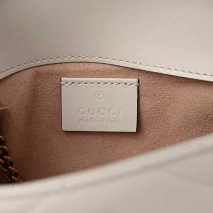 Gucci Calfskin Matelasse Super Mini GG Marmont Shoulder Bag White 8 of 9