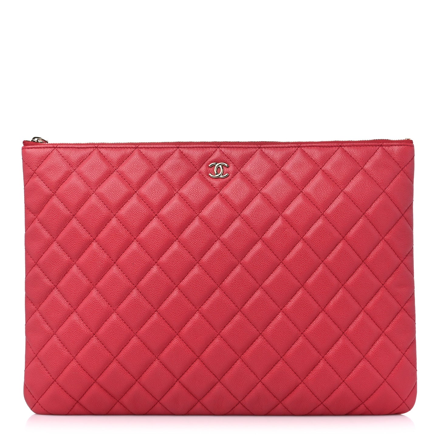 Caviar Quilted Large Cosmetic Case Red