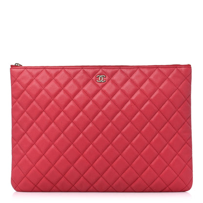 Chanel Caviar Quilted Large Cosmetic Case Red 1 of 9