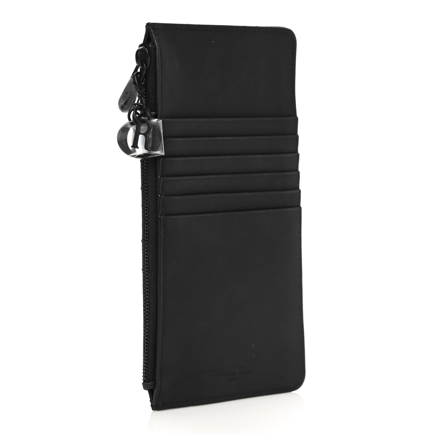 Ultra Matte Calfskin Cannage Large Lady Dior Zip Wallet Black