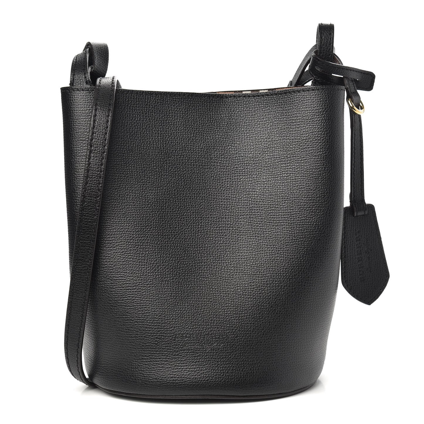 London Grainy Calfskin Small Lorne Bucket Crossbody Black