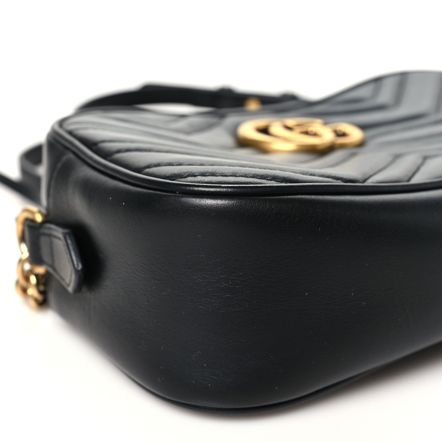 Gucci Calfskin Matelasse Small GG Marmont Chain Shoulder Bag Black 9 of 11