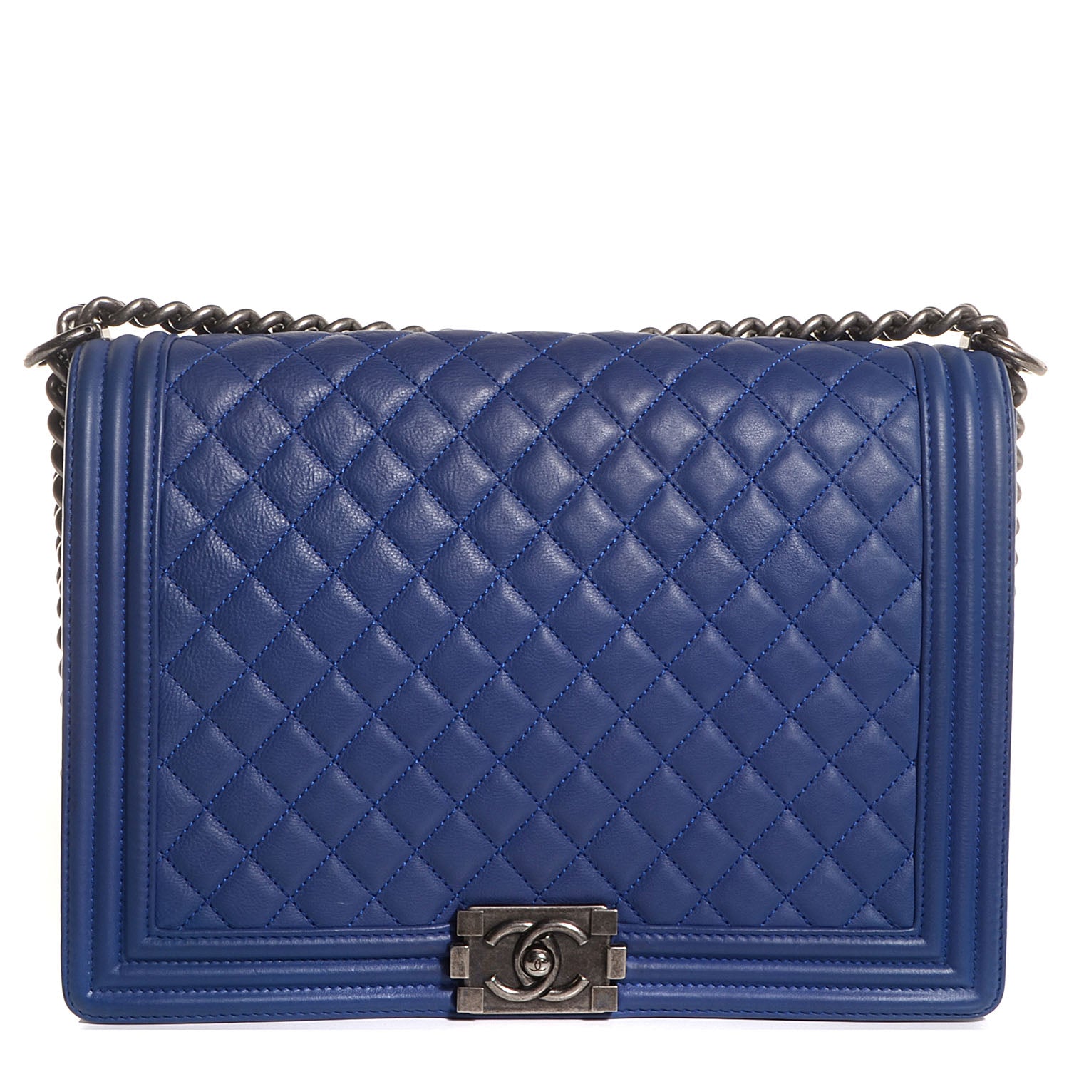 Chanel Lambskin Quilted Large Boy Flap Blue 1 of 9