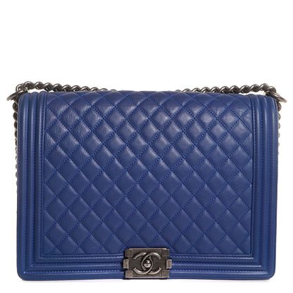 Chanel Lambskin Quilted Large Boy Flap Blue 1 of 9