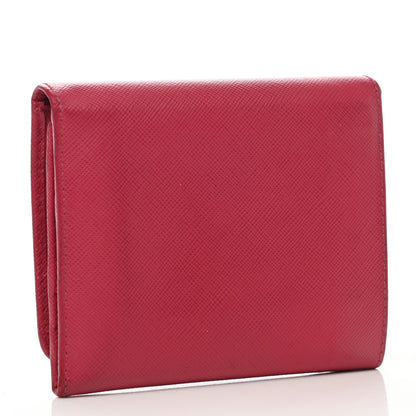 Prada Saffiano Metal Tri-Fold Wallet Peonia 3 of 10