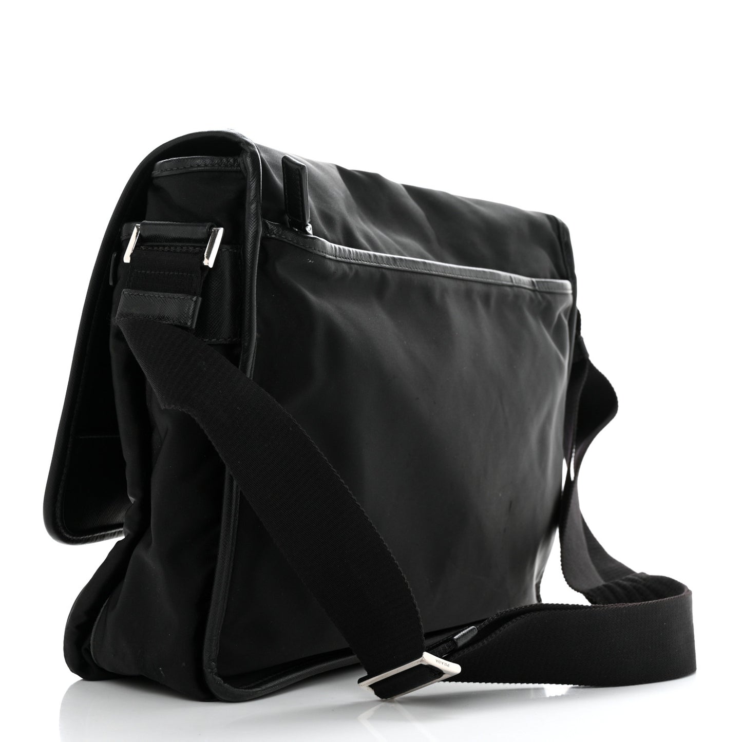 Tessuto Nylon Saffiano Logo Messenger Bag Black