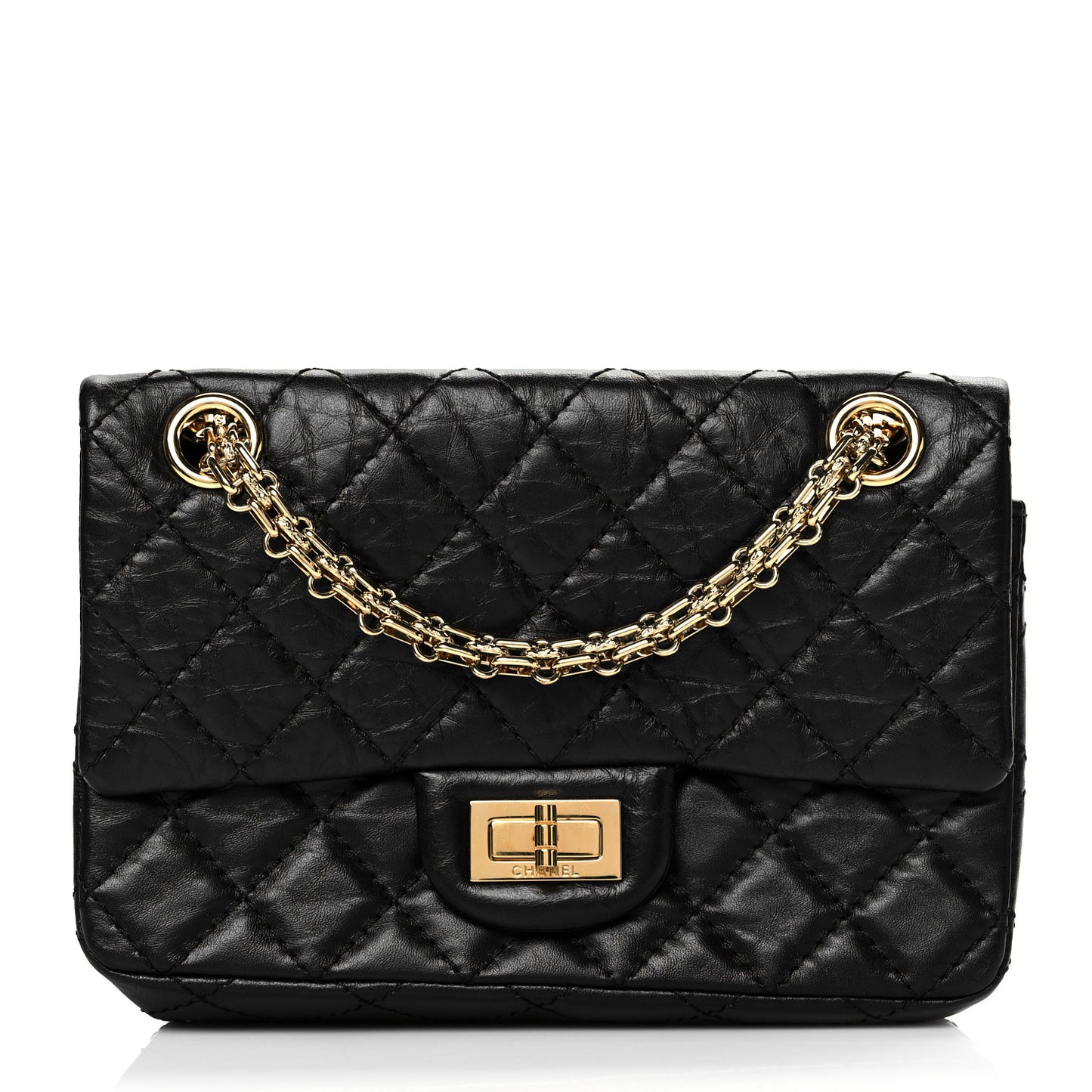 Aged Calfskin Quilted 2.55 Reissue Mini Flap Black