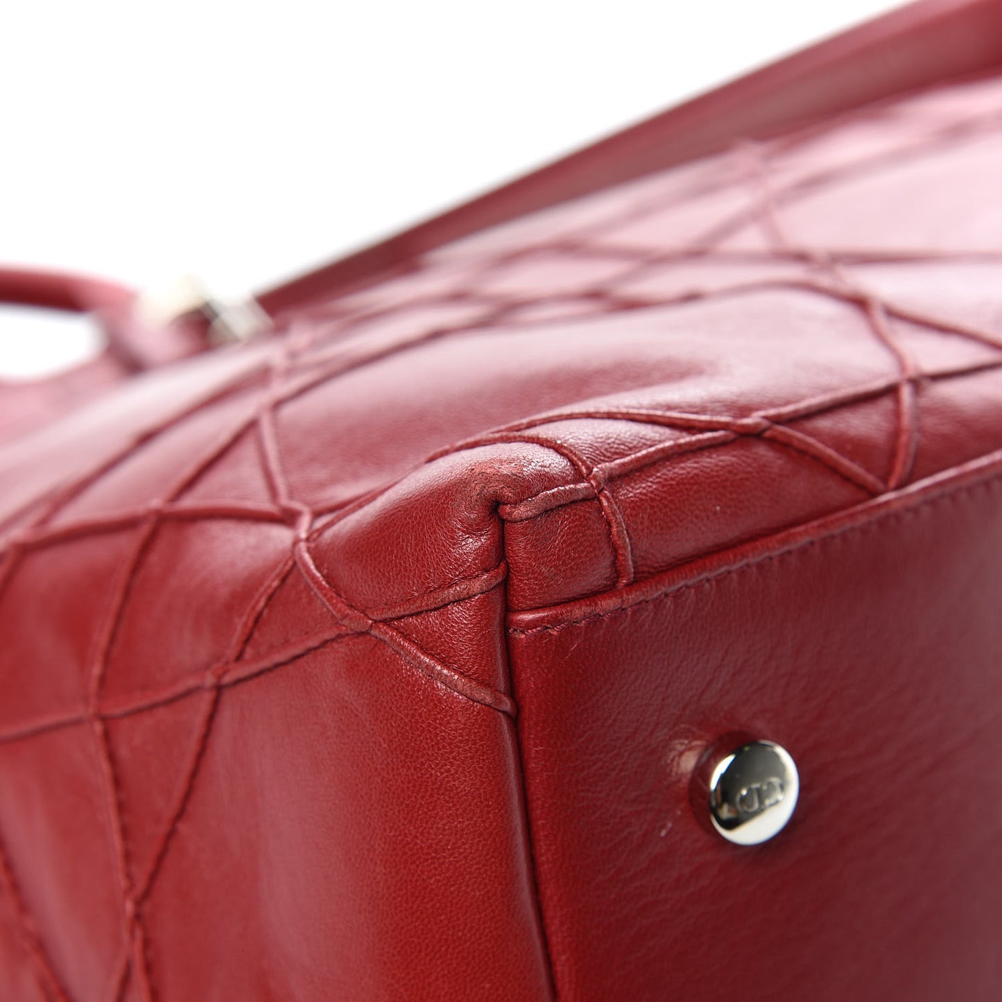 Lambskin Cannage Medium Granville Tote Red