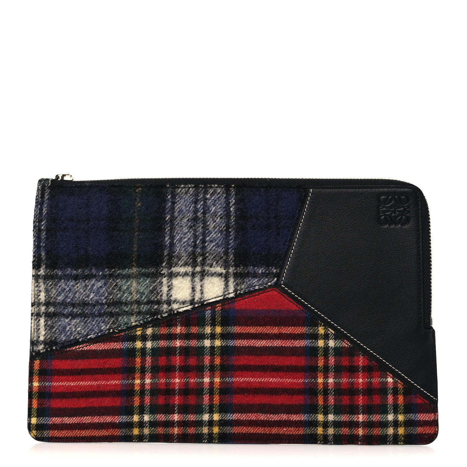 Loewe Wool Calfskin Puzzle Flat Pouch Black Multicolor 1 of 6