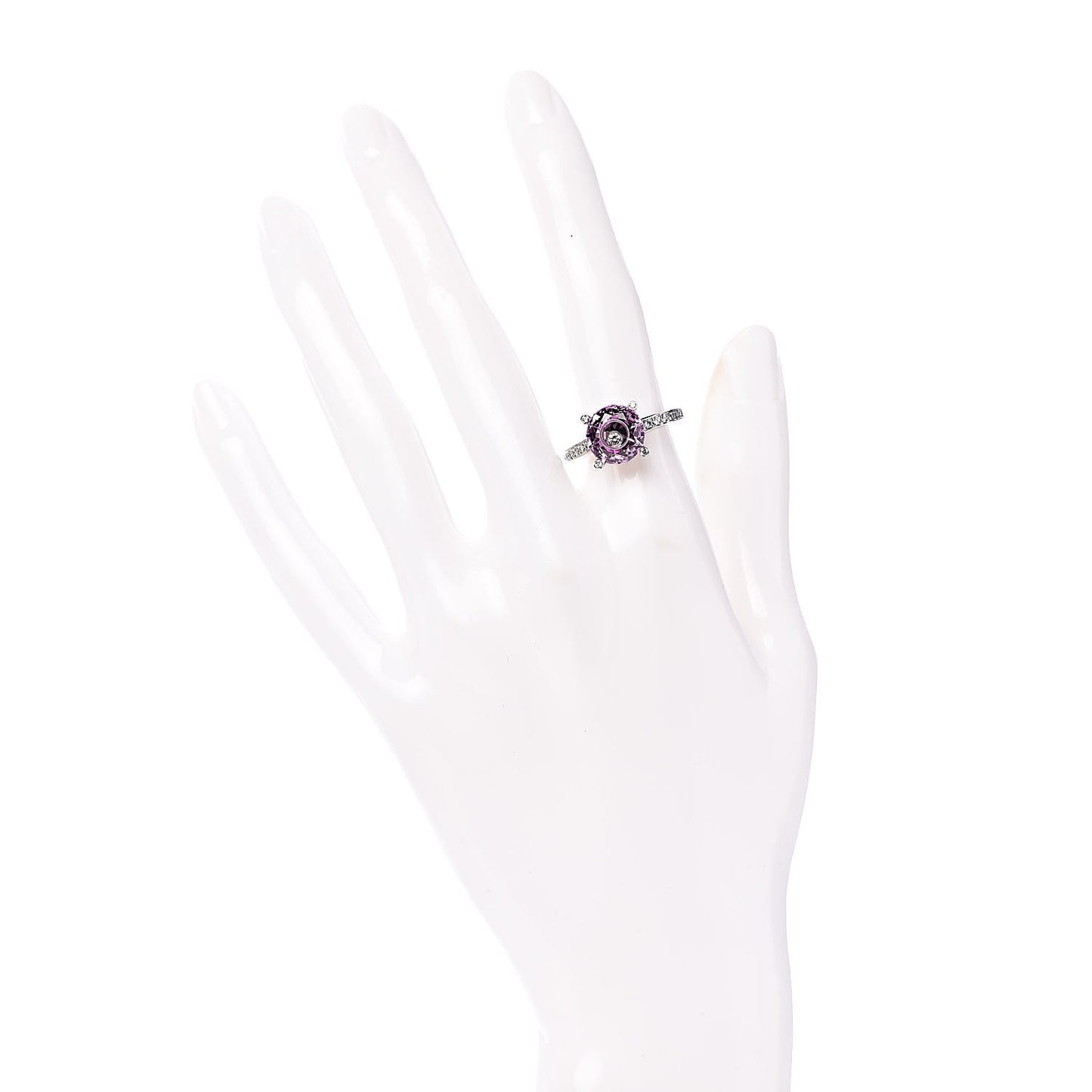 18K White Gold Diamond Pink Sapphire So Happy Ring 50 5.25