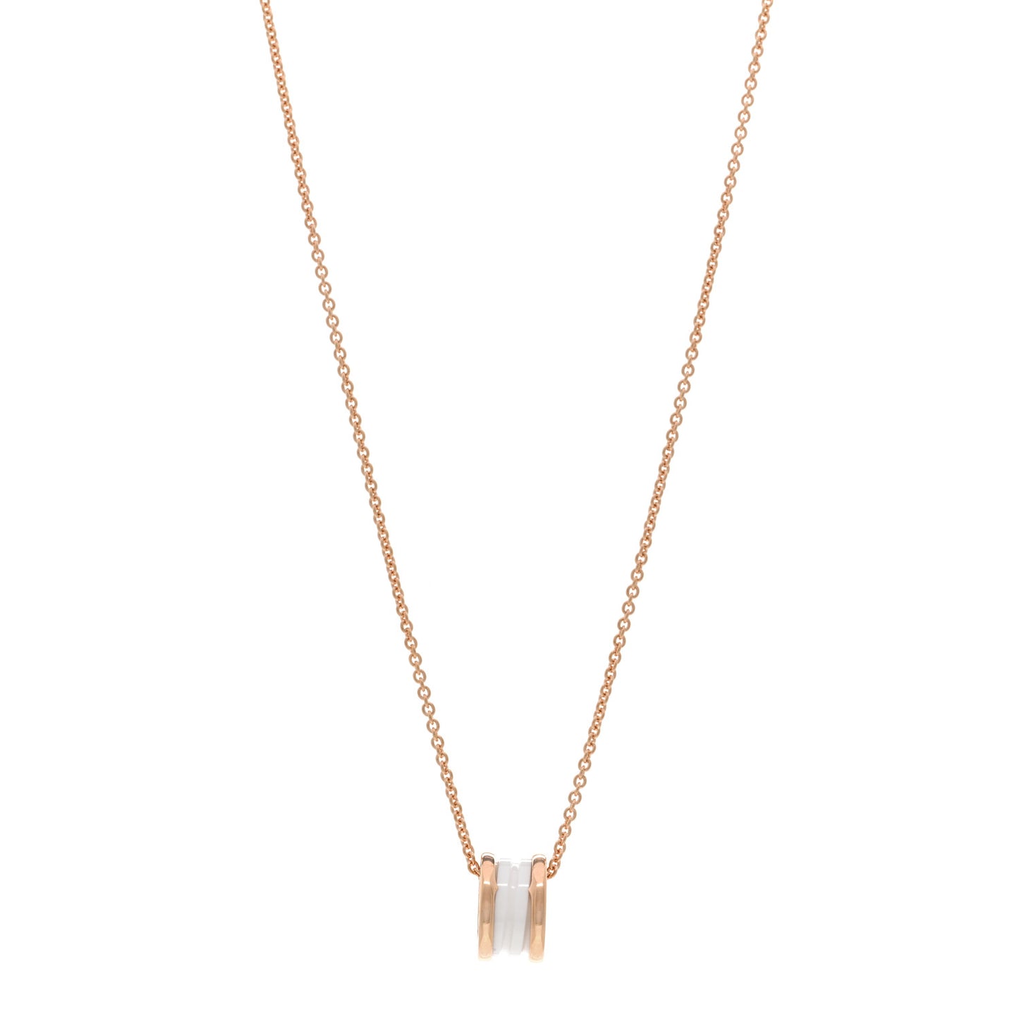 18K Rose Gold White Ceramic B.Zero1 Pendant Necklace