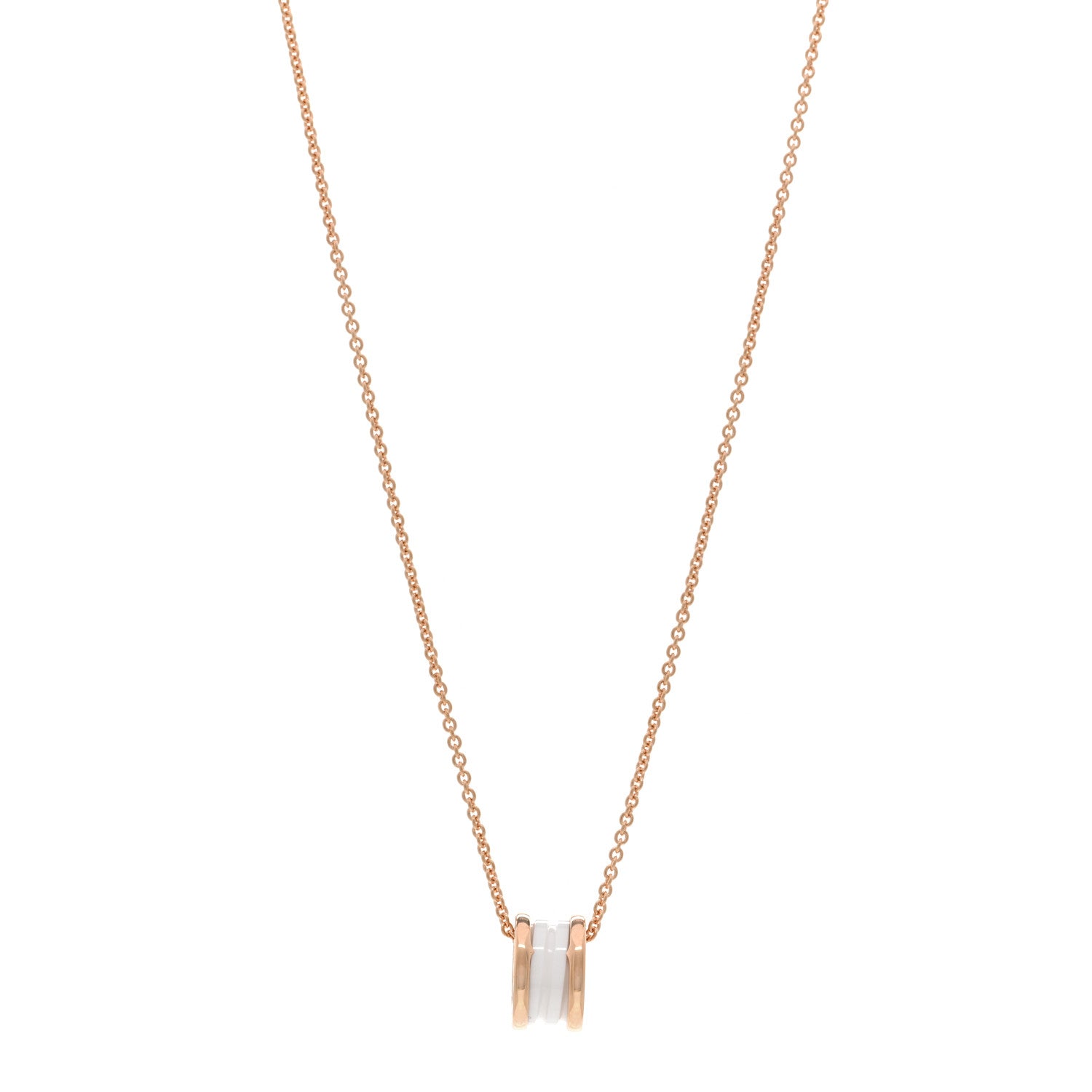 Bulgari 18K Rose Gold White Ceramic B.Zero1 Pendant Necklace 1 of 5