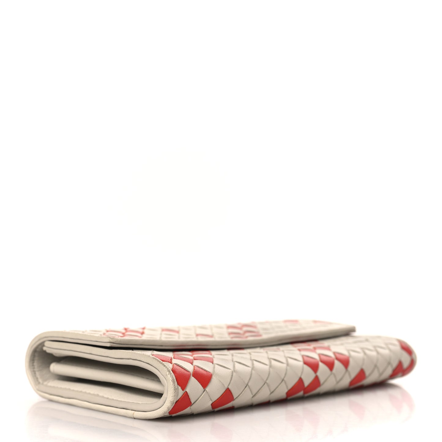 Nappa Intrecciato Continental Flap Wallet Beige Red