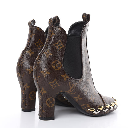 Louis Vuitton Monogram Gold Rush Studded Uniformes Cap Toe Chelsea 75mm Ankle Boots 37 4 of 9