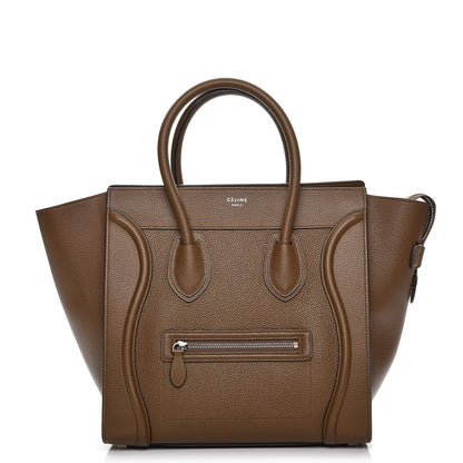 Celine Drummed Calfskin Mini Luggage Moss Green 1 of 9