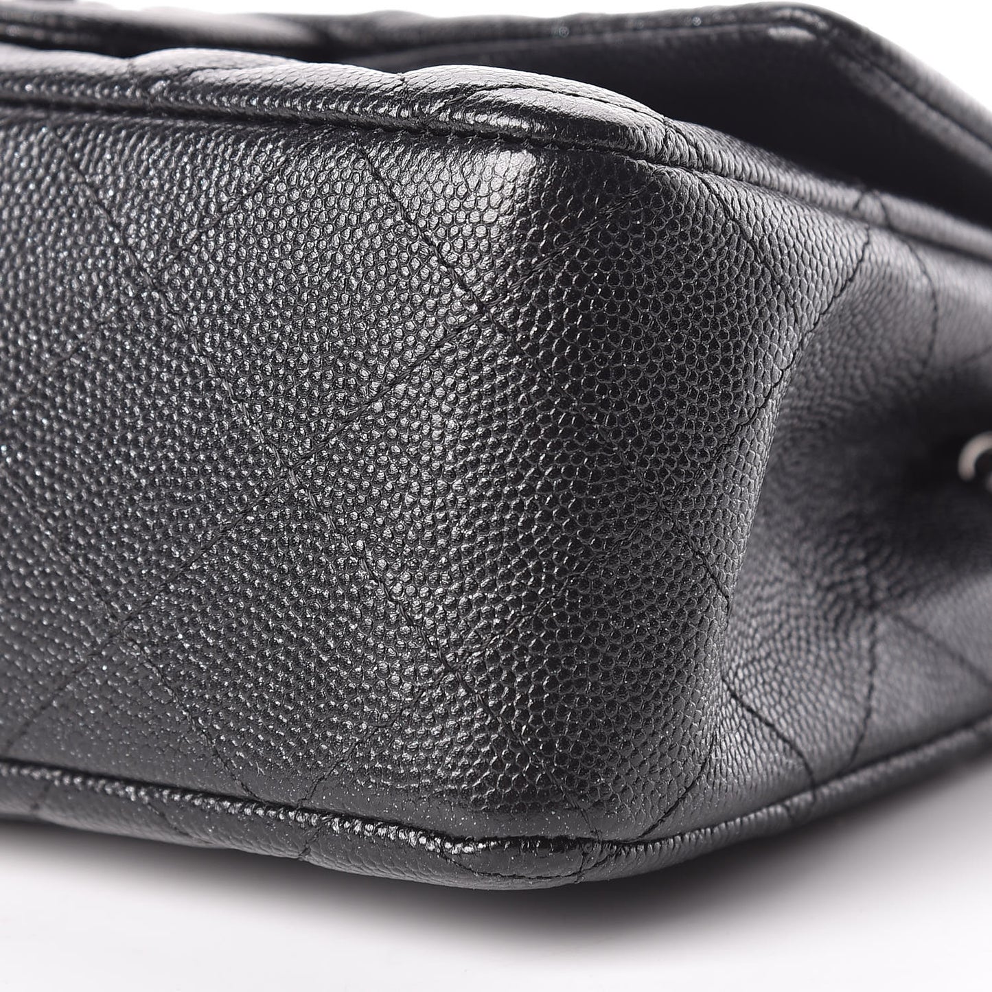 Iridescent Caviar Quilted Mini Rectangular Flap Black