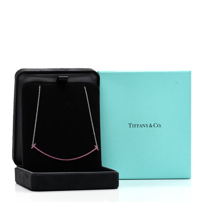 Tiffany 18K White Gold Ruby Large T Smile Pendant Necklace 5 of 5