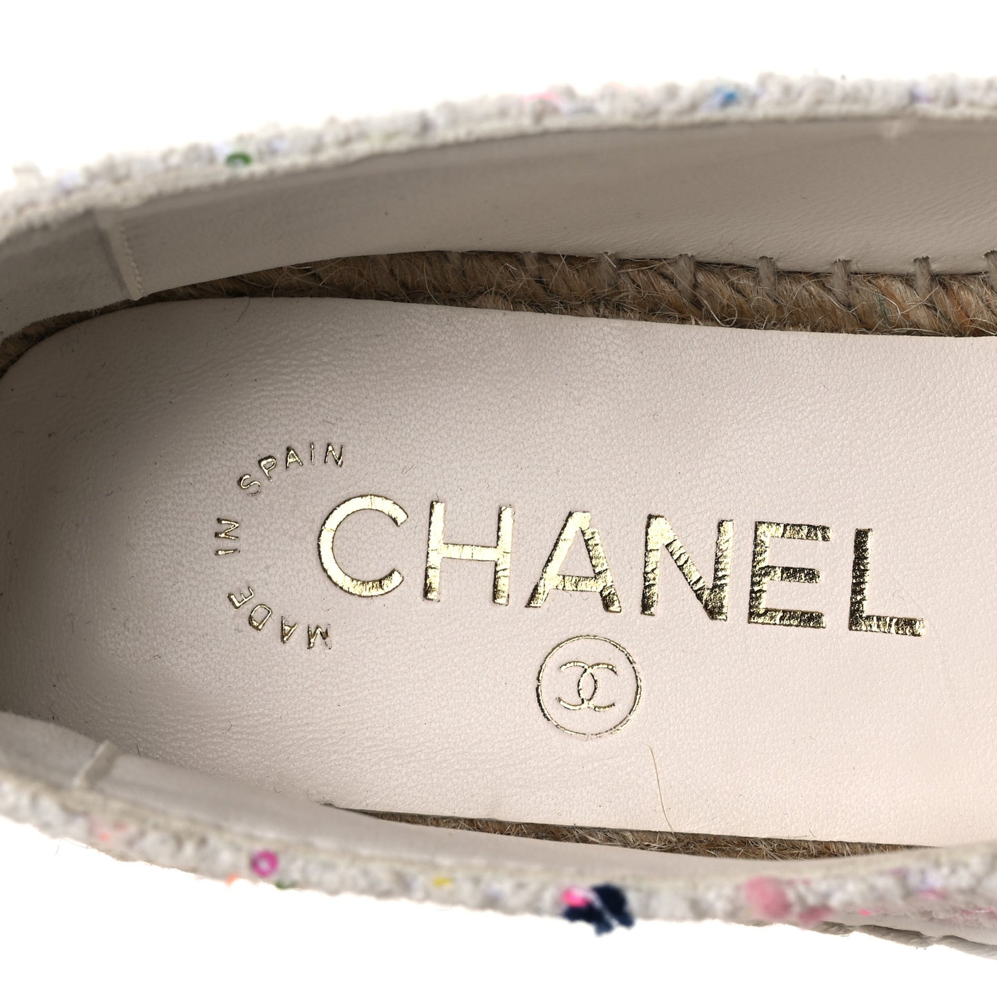 Glittered Tweed Lambskin CC Espadrilles 36  White Multicolor