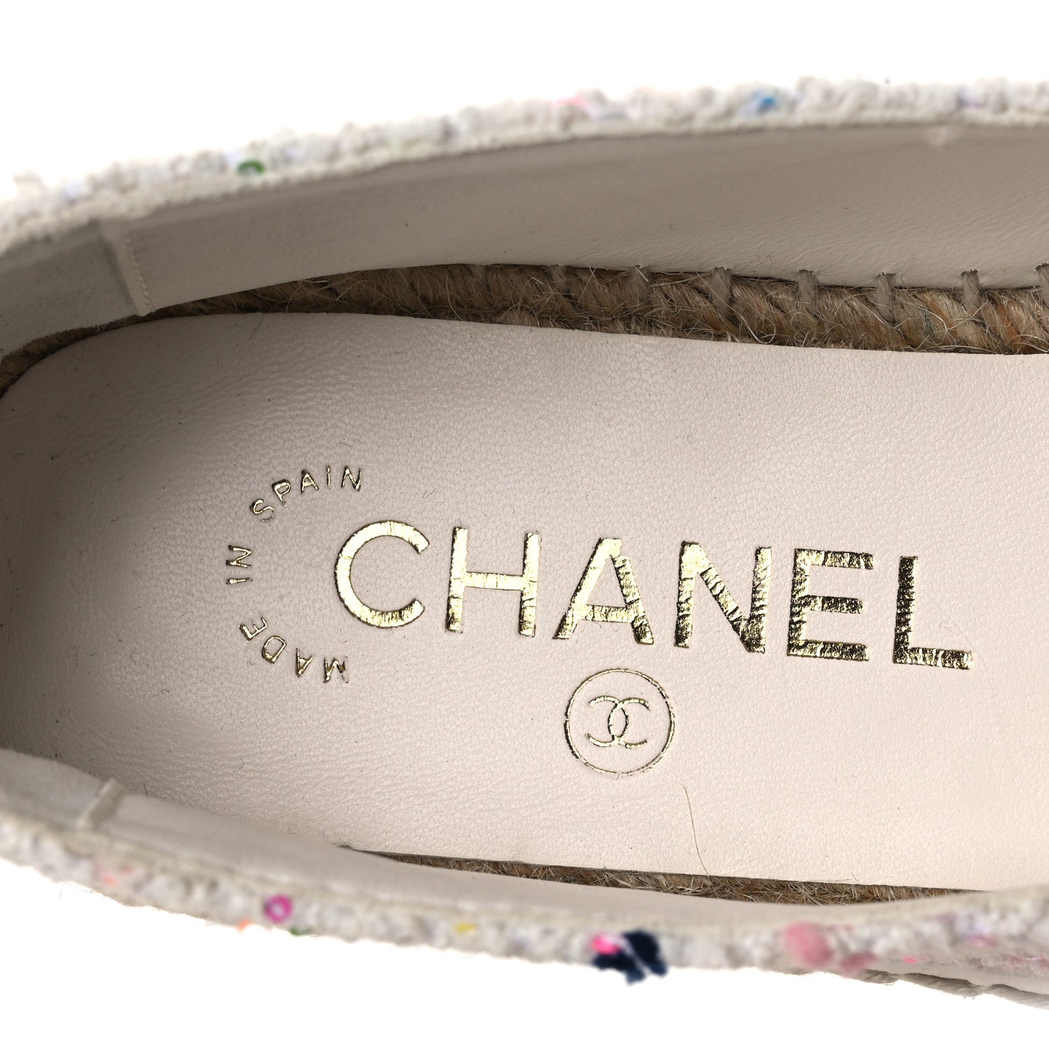 Chanel Glittered Tweed Lambskin CC Espadrilles 36  White Multicolor 9 of 11