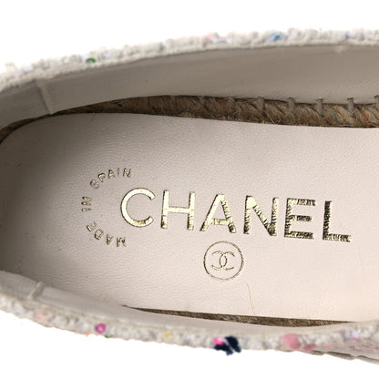 Chanel Glittered Tweed Lambskin CC Espadrilles 36  White Multicolor 9 of 11