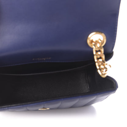 Saint Laurent Lambskin Matelasse Monogram Medium Vicky Chain Bag Blue 5 of 9