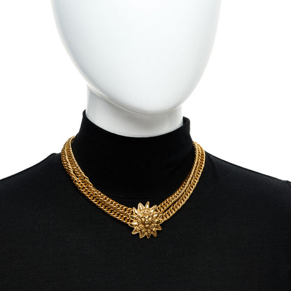 Chanel Multi Strand Chain Leo Lion Sun Medallion Necklace Gold 2 of 5