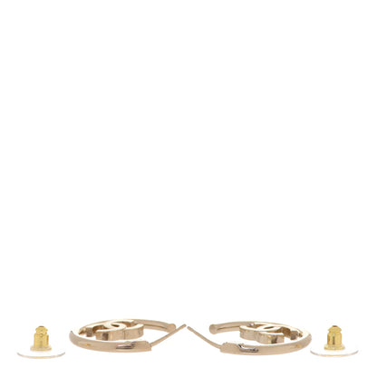 Chanel Metal Textured CC Hoop Earrings Gold 3 of 5