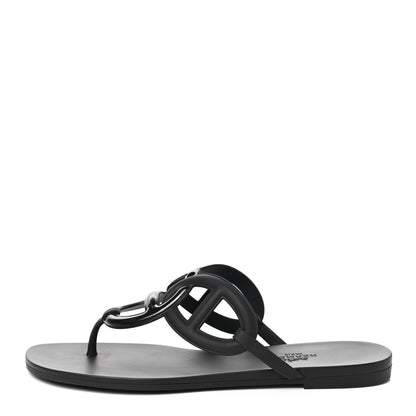 Hermes Rubber Womens Egerie Sandals 39 Black 1 of 8