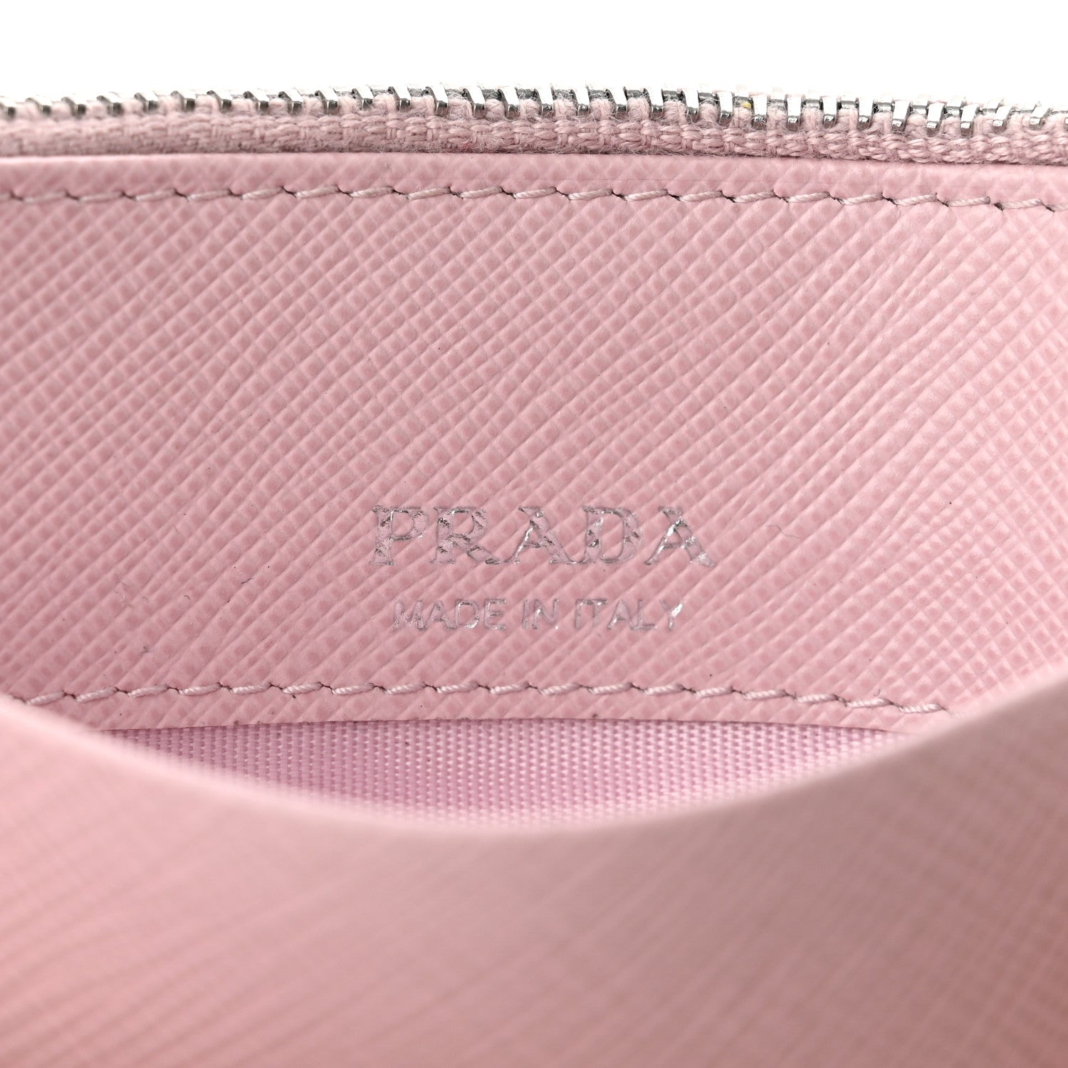 Prada Saffiano Metal Zip Card Holder Wallet Alabastro 6 of 6