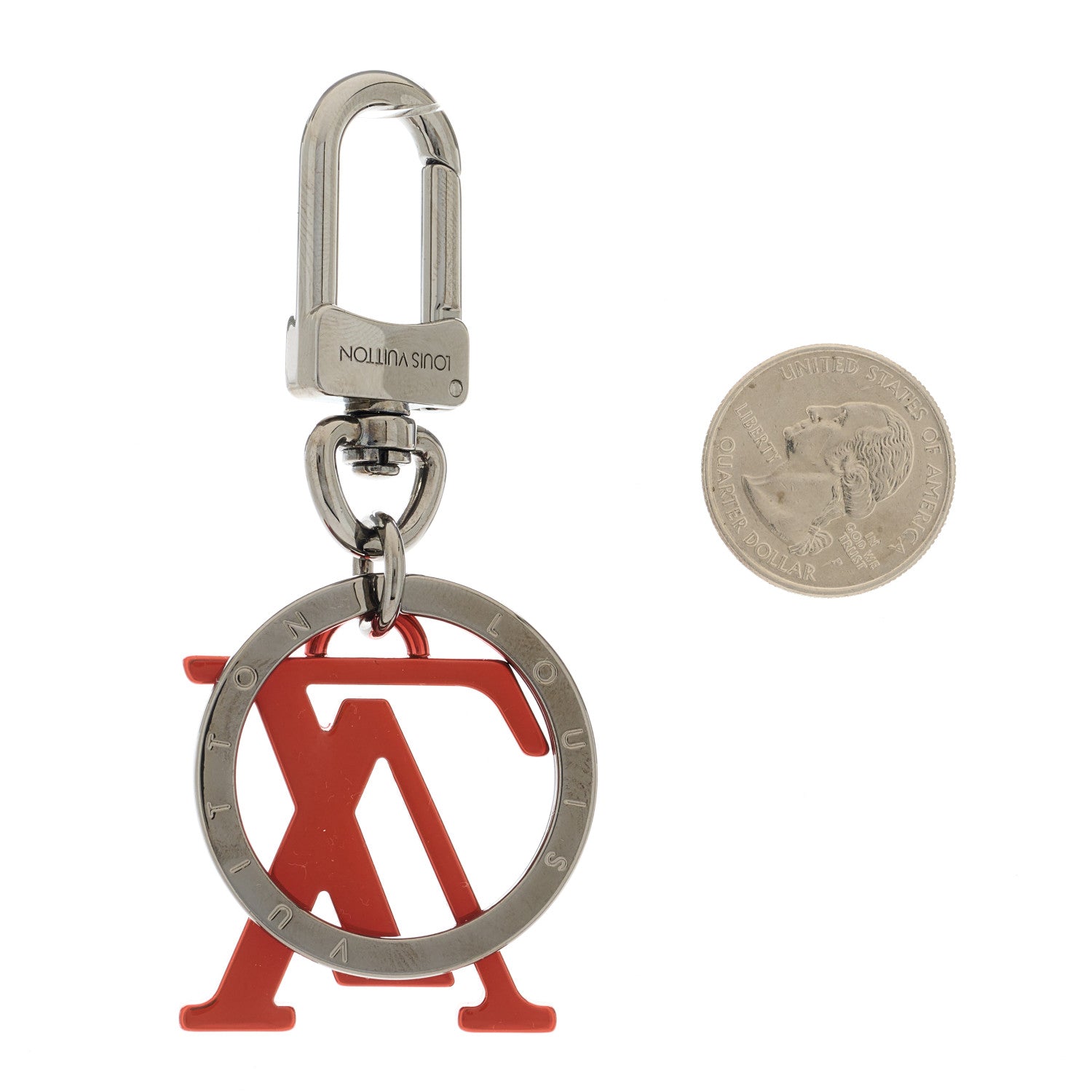 Louis Vuitton Metal Enamel Upside Down Bag Charm Key Holder Coral 3 of 4