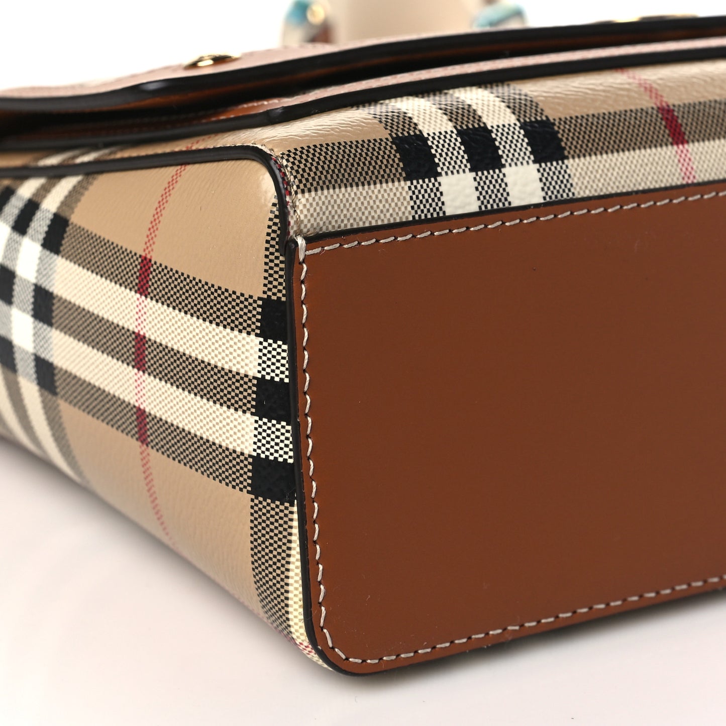 Coated Canvas Calfskin Vintage Check Medium Note Crossbody Bag Briar Brown