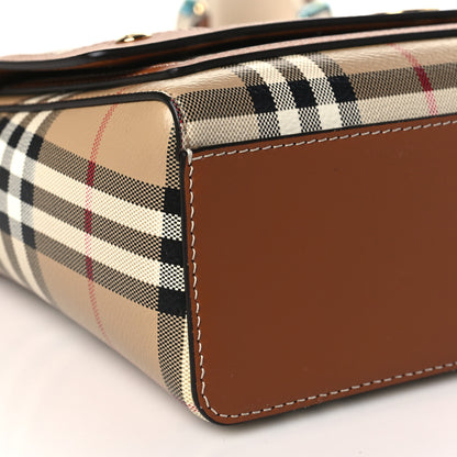 Burberry Coated Canvas Calfskin Vintage Check Medium Note Crossbody Bag Briar Brown 7 of 8