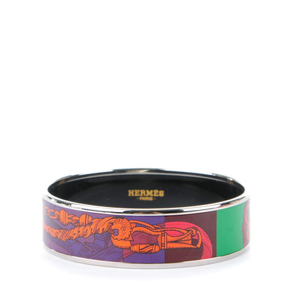 Hermes Enamel Printed Della Cavalleria Wide Bracelet 65 Cacao 1 of 5