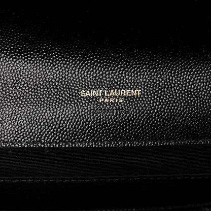 Saint Laurent Grain De Poudre Textured Mixed Matelasse Triquilt Monogram Clutch Black 6 of 10