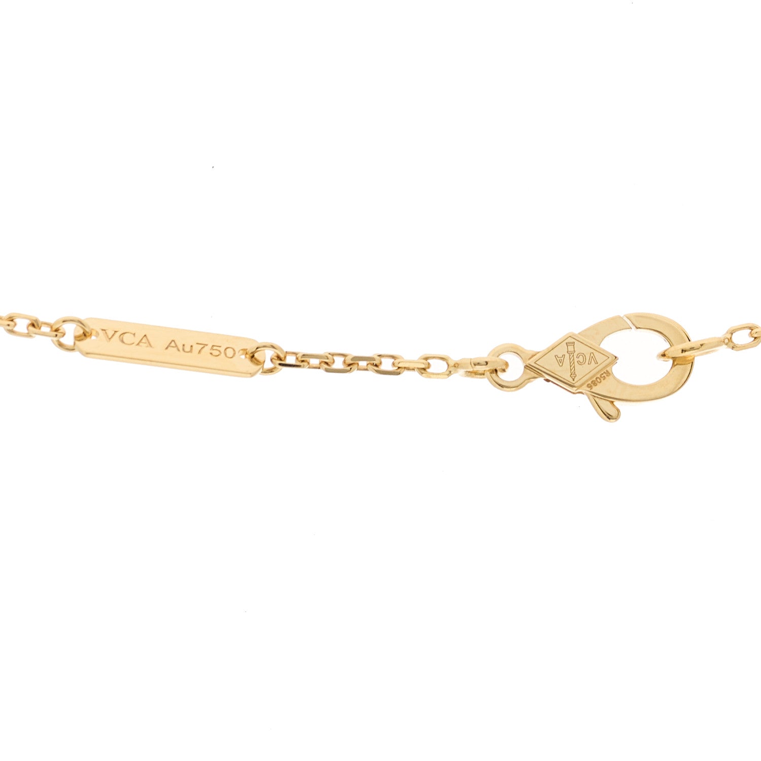 Van Cleef & Arpels 18K Yellow Gold Mother of Pearl Vintage Alhambra Pendant Necklace 5 of 6