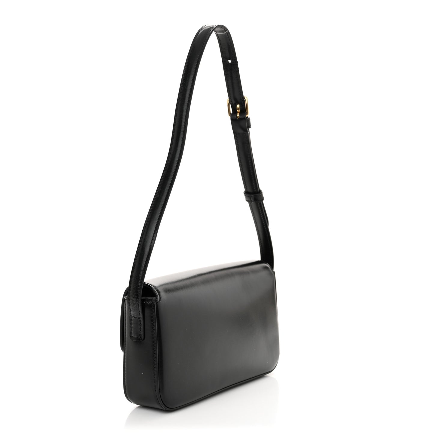 Shiny Calfskin Triomphe Shoulder Bag Black