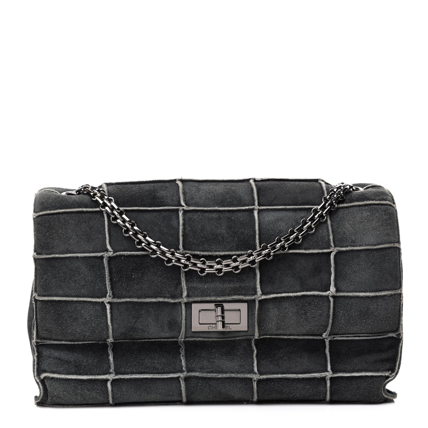 Chanel Suede Chocolate Bar Mademoiselle Flap Dark Grey 1 of 11
