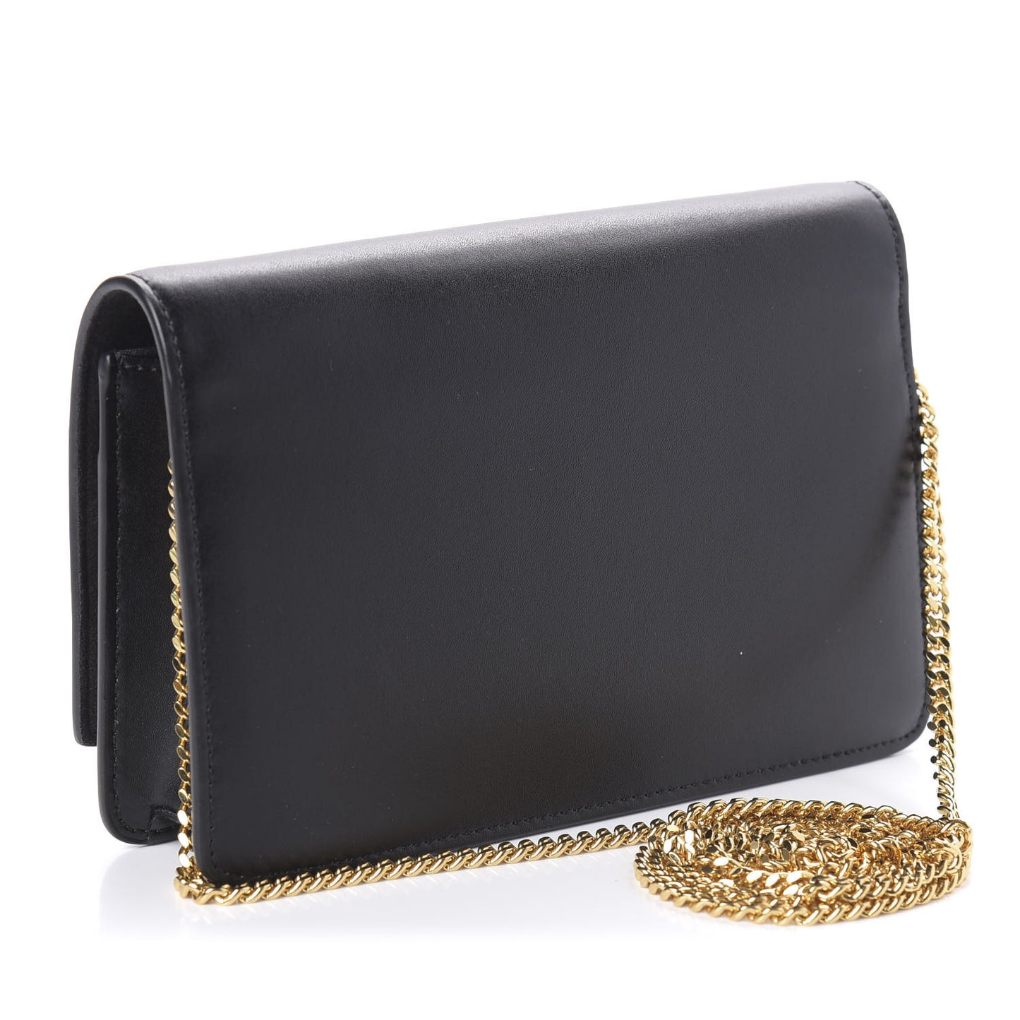 Vitello Liberty Lucido Metal Monster Eyes Tube Wallet on Chain Black