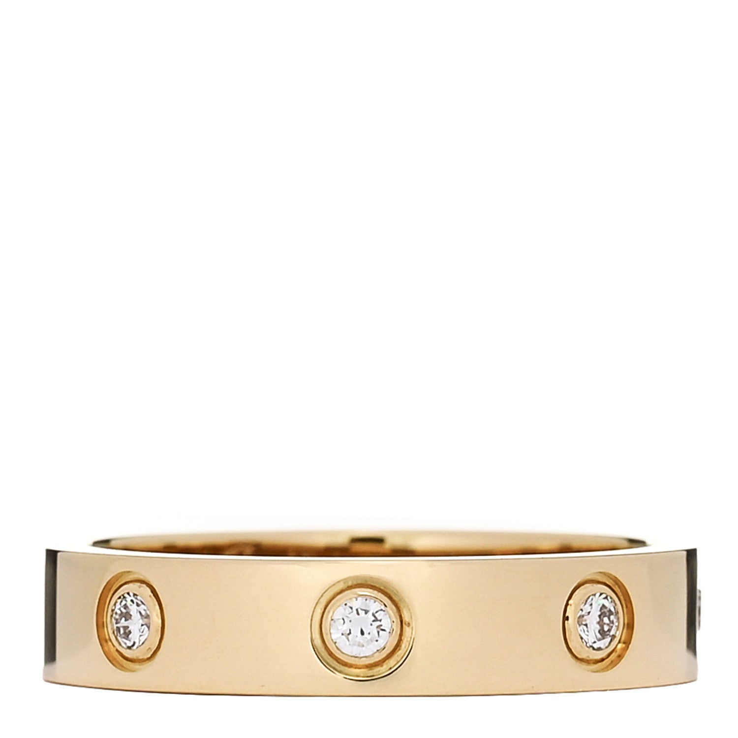 Cartier 18K Yellow Gold 8 Diamond 4mm LOVE Wedding Band Ring 51 5.75 1 of 4
