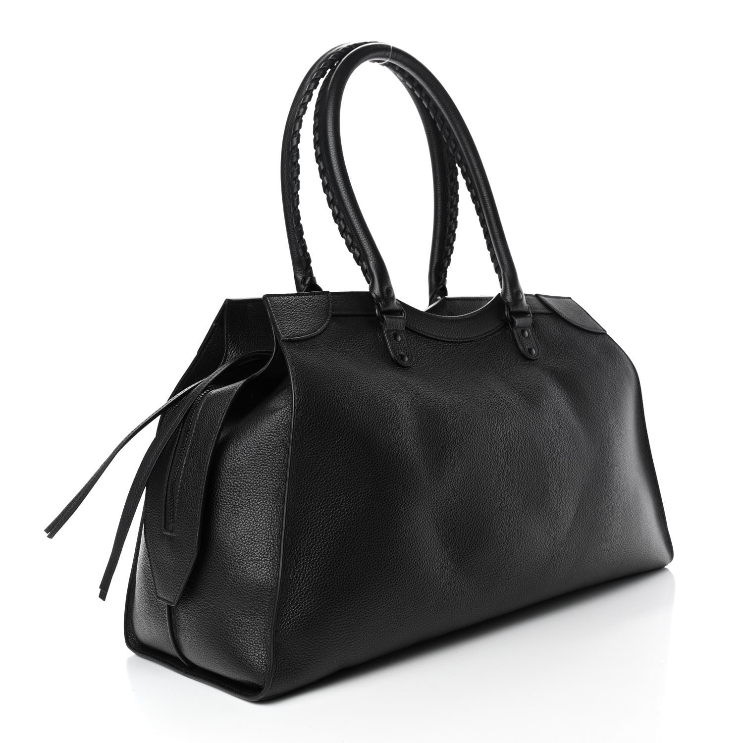 Balenciaga Grained Calfskin Neo Classic Black Hardware Large Top Handle Bag Black 2 of 4