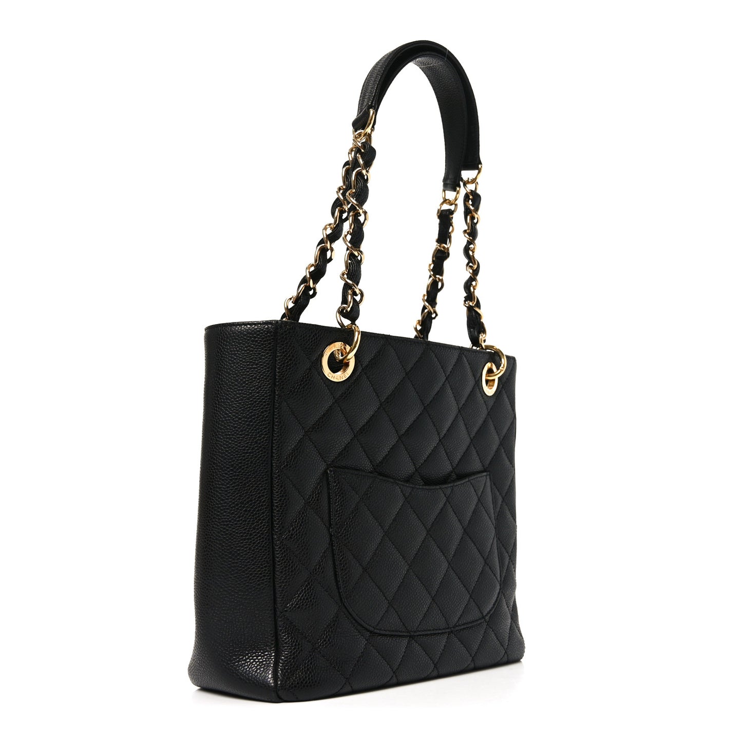 Caviar Quilted Petit Shopping Tote PST Black