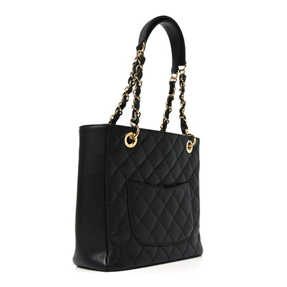Chanel Caviar Quilted Petit Shopping Tote PST Black 2 of 9