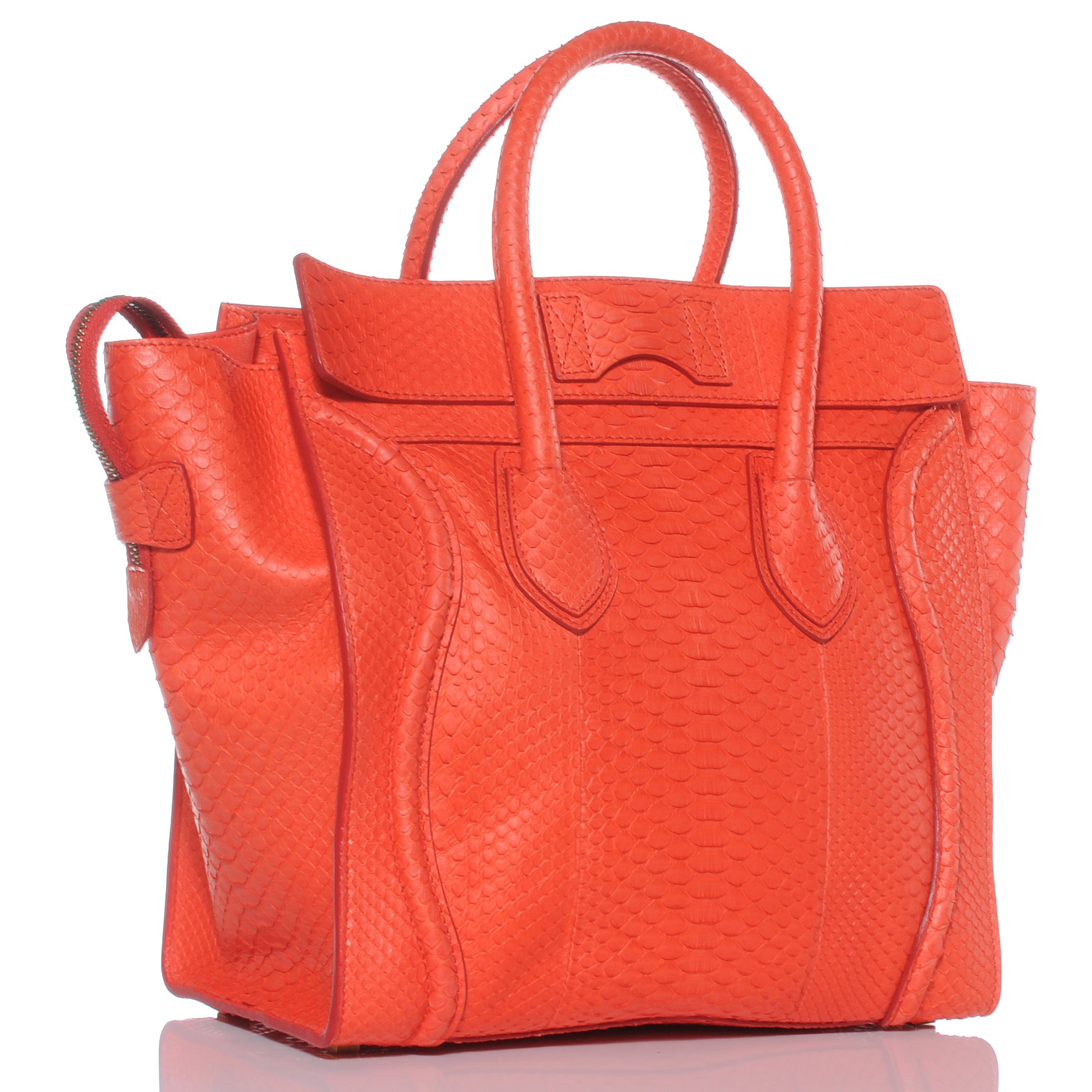 Celine Python Mini Luggage Red 3 of 8