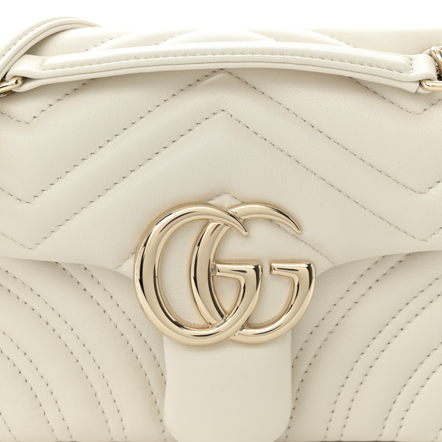 Lambskin Matelasse Small GG Marmont Shoulder Bag White