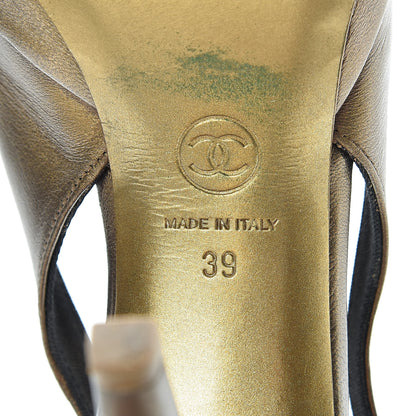 Chanel Lambskin Camellia Sling Back Pumps 39 Bronze 9 of 21
