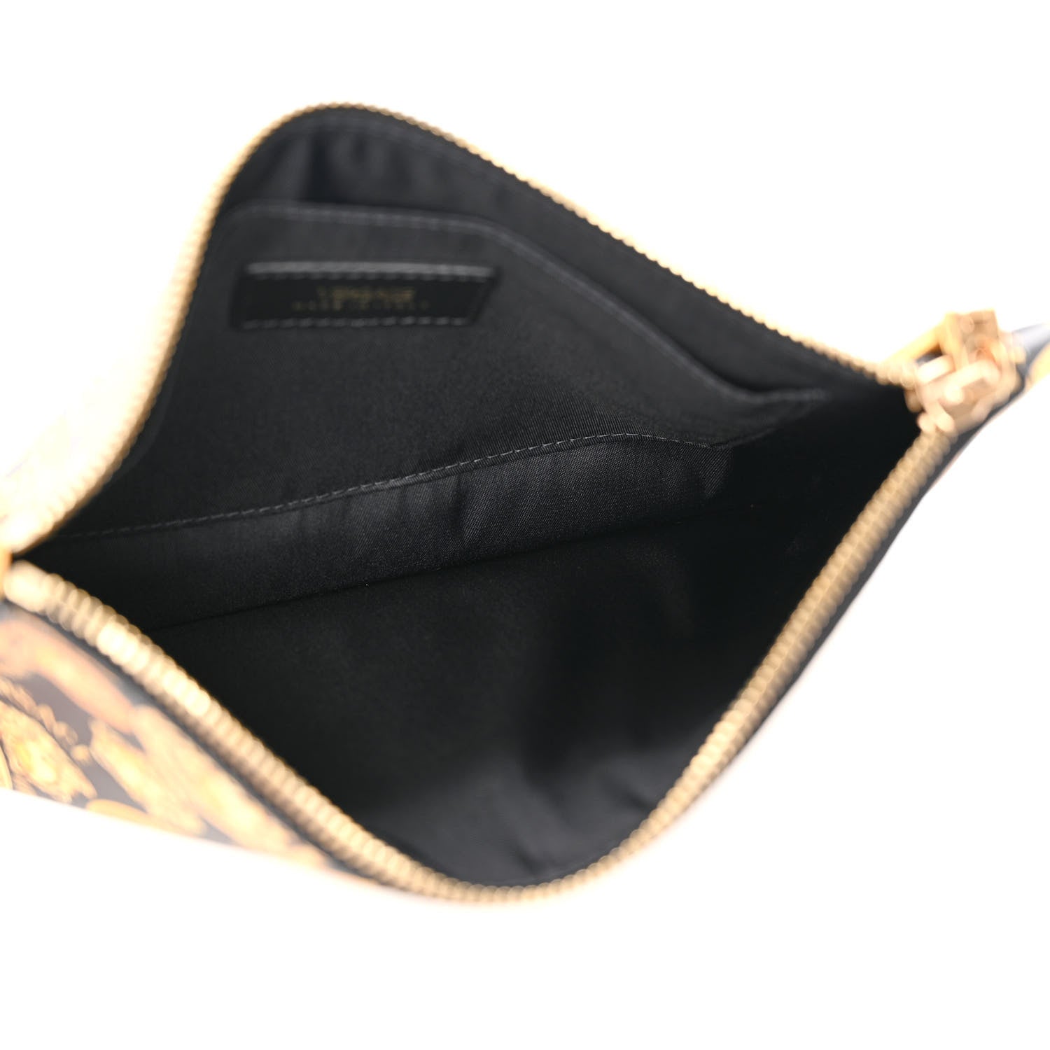 Versace Calfskin La Medusa Print Wristlet Pouch Black Gold 5 of 8