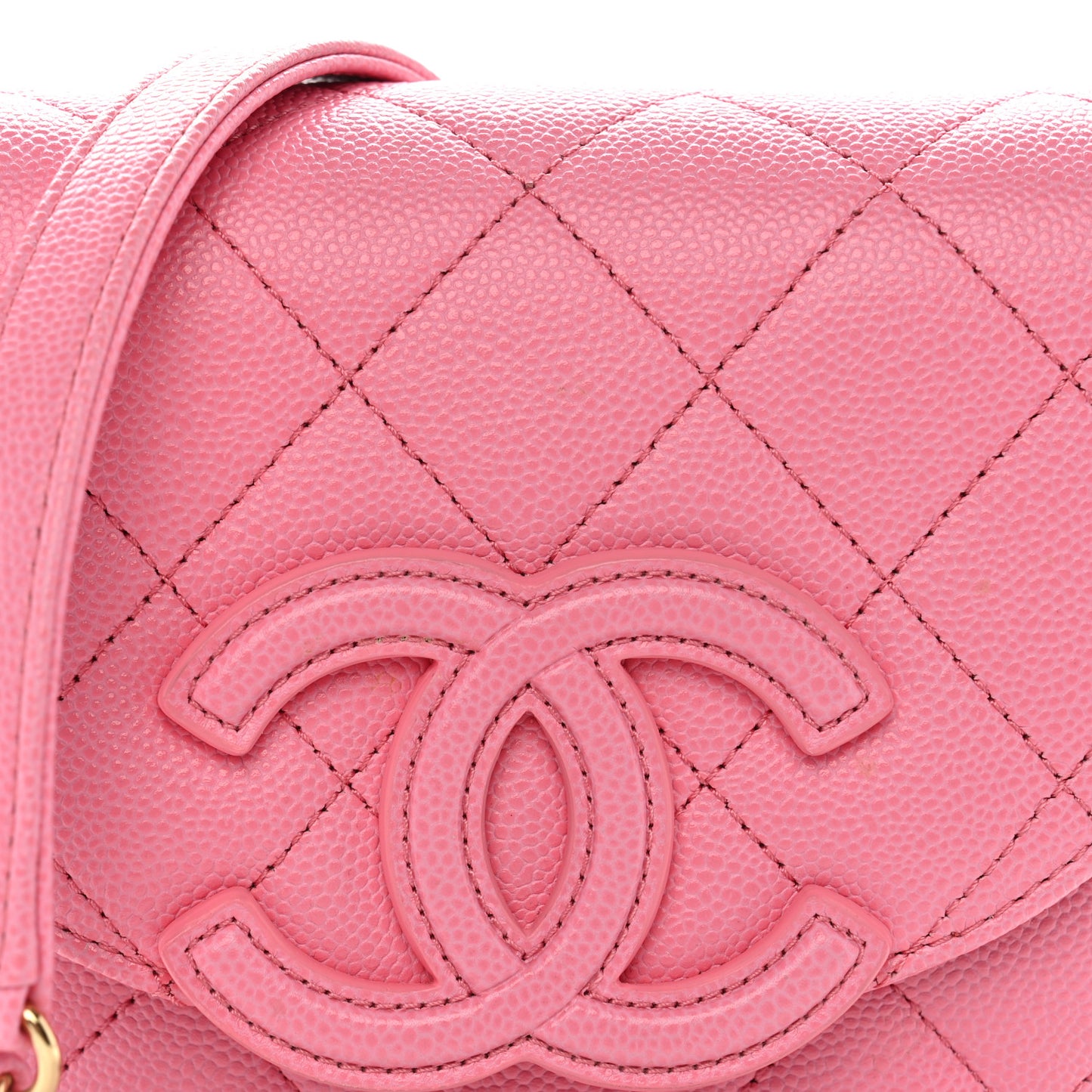 Caviar Quilted Mini Messenger Flap Light Pink