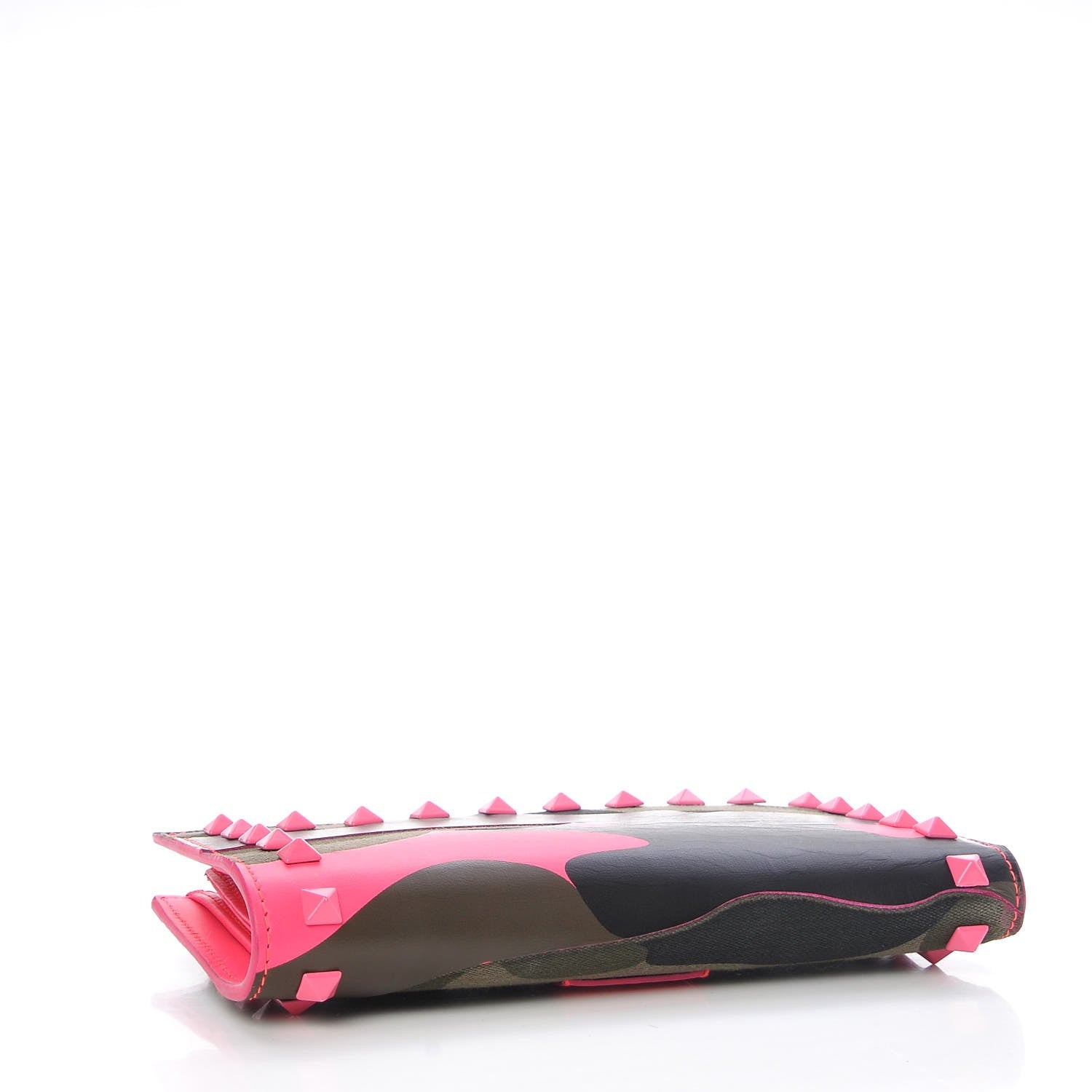 Valentino Garavani Nappa Canvas Camouflage Rockstud Continental Wallet Fuxia Fluo 4 of 10